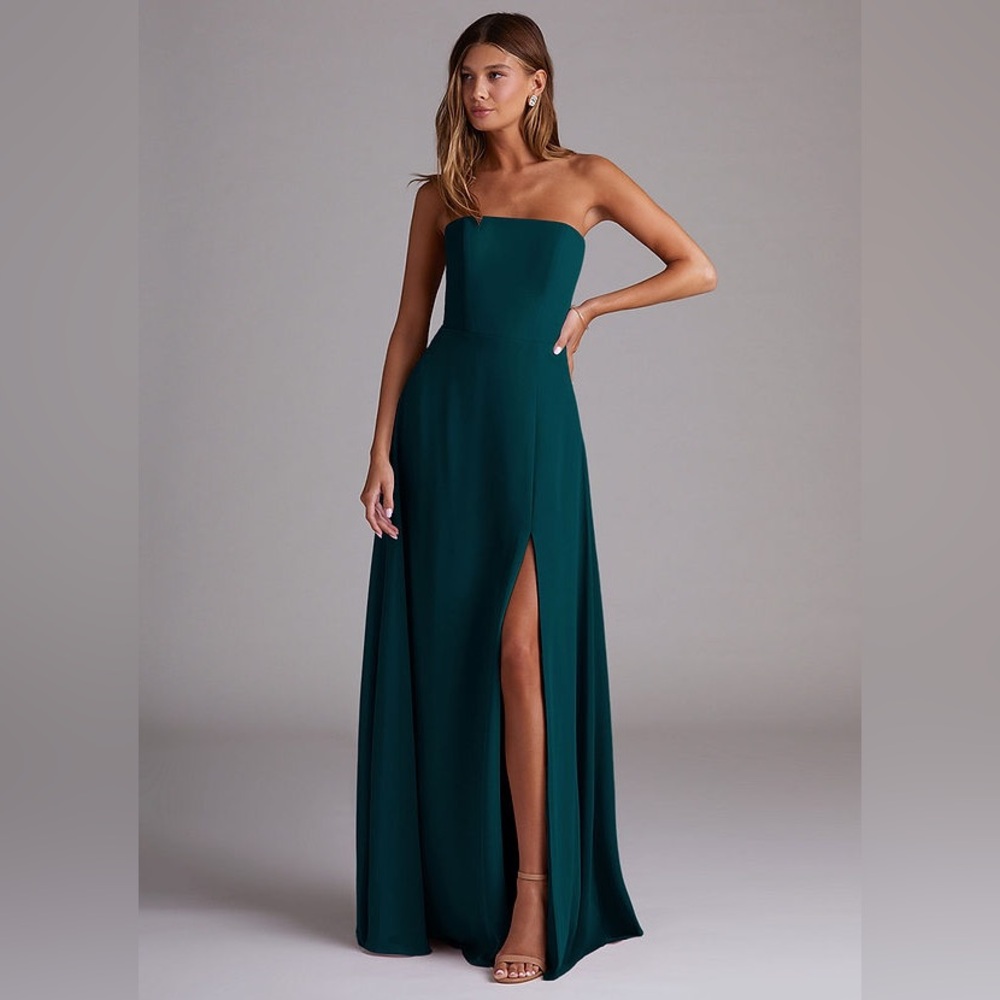 Azazie Strapless Teal Evening Gown